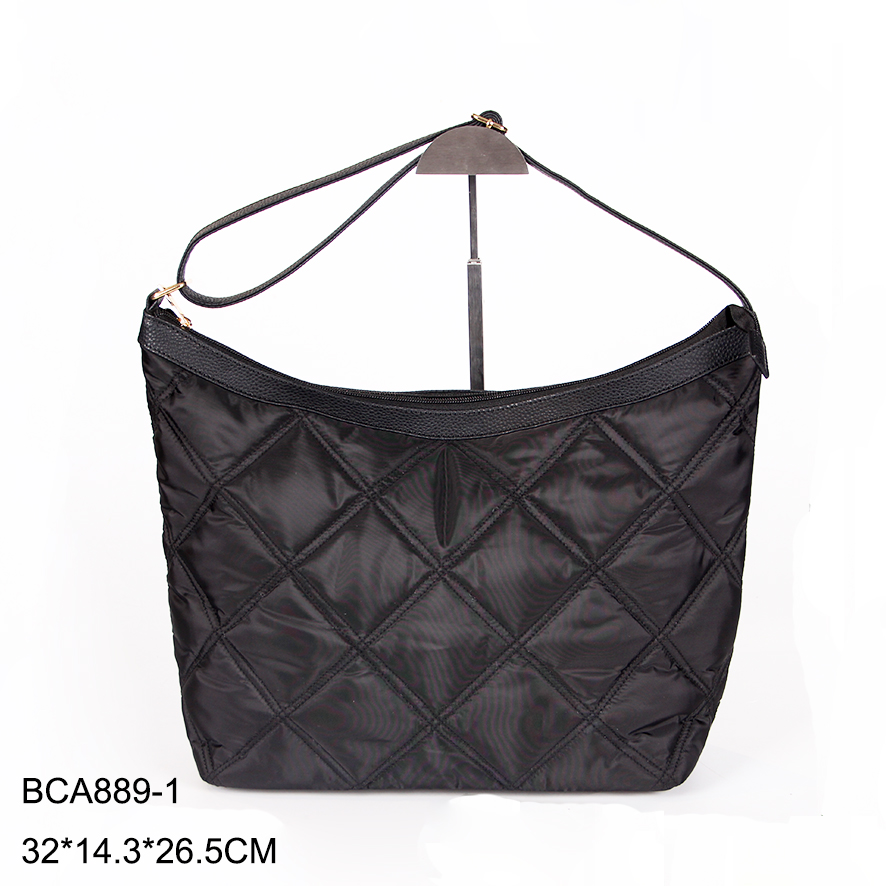 Large black quilted tote bag padded tote
